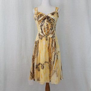 Escada LAUREL Whimsical Pleated Yellow Cotton Voile Sundress 38 M 1994